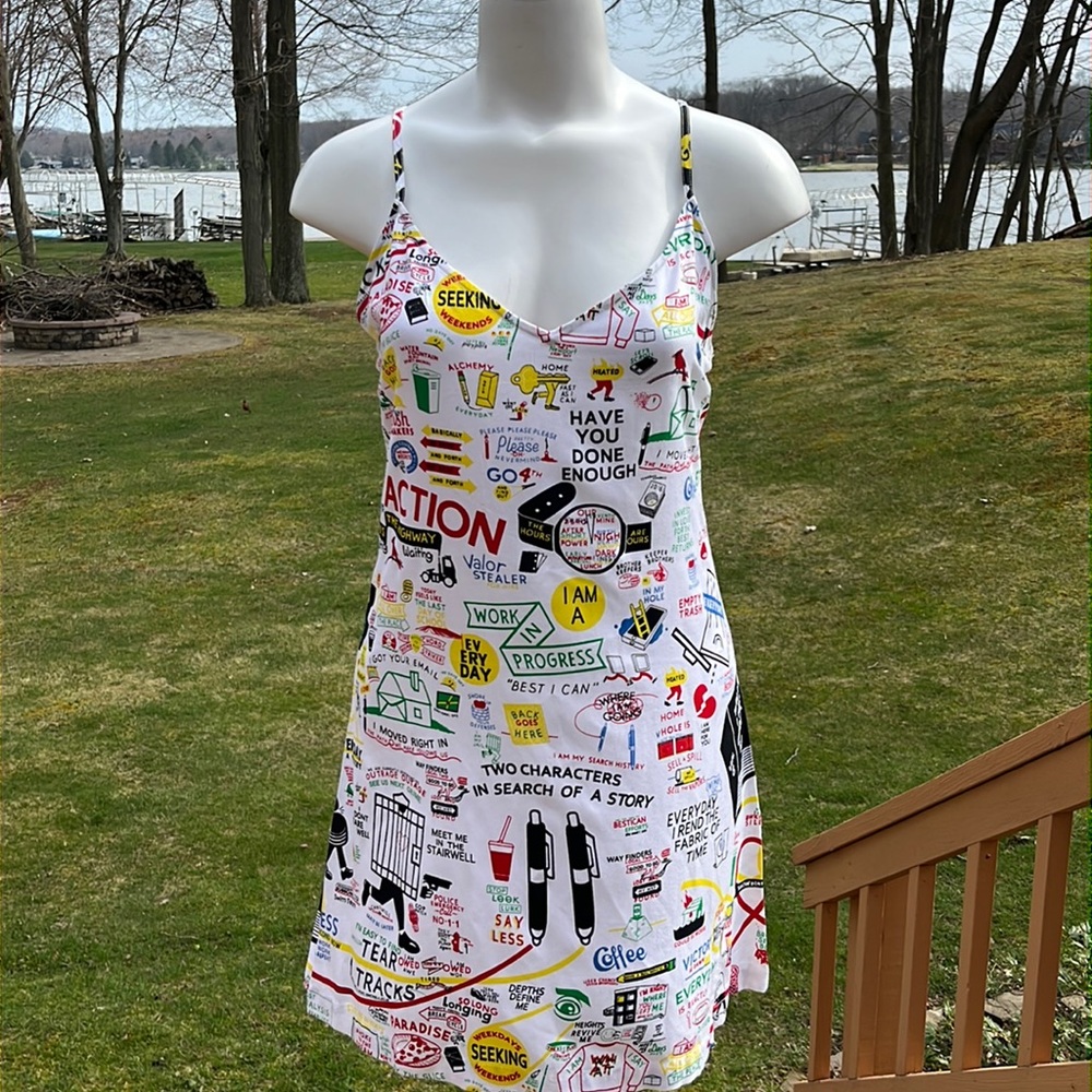 NWOT RVCA mini dress/tunic w/ sayings M-L